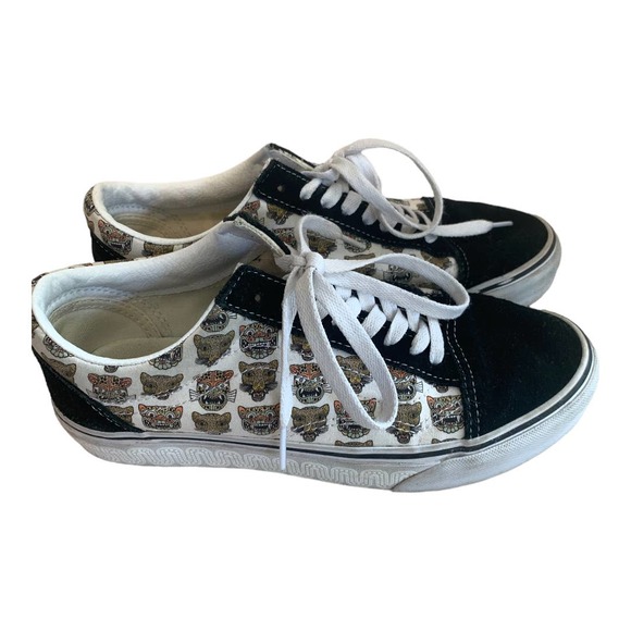 Vans Old Skool Low Top Jaguars Animal Print Black Suede Canvas  Wmns 8.5/ Mens 7 - Picture 2 of 6